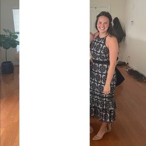 Banana republic crochet black and white midi dress